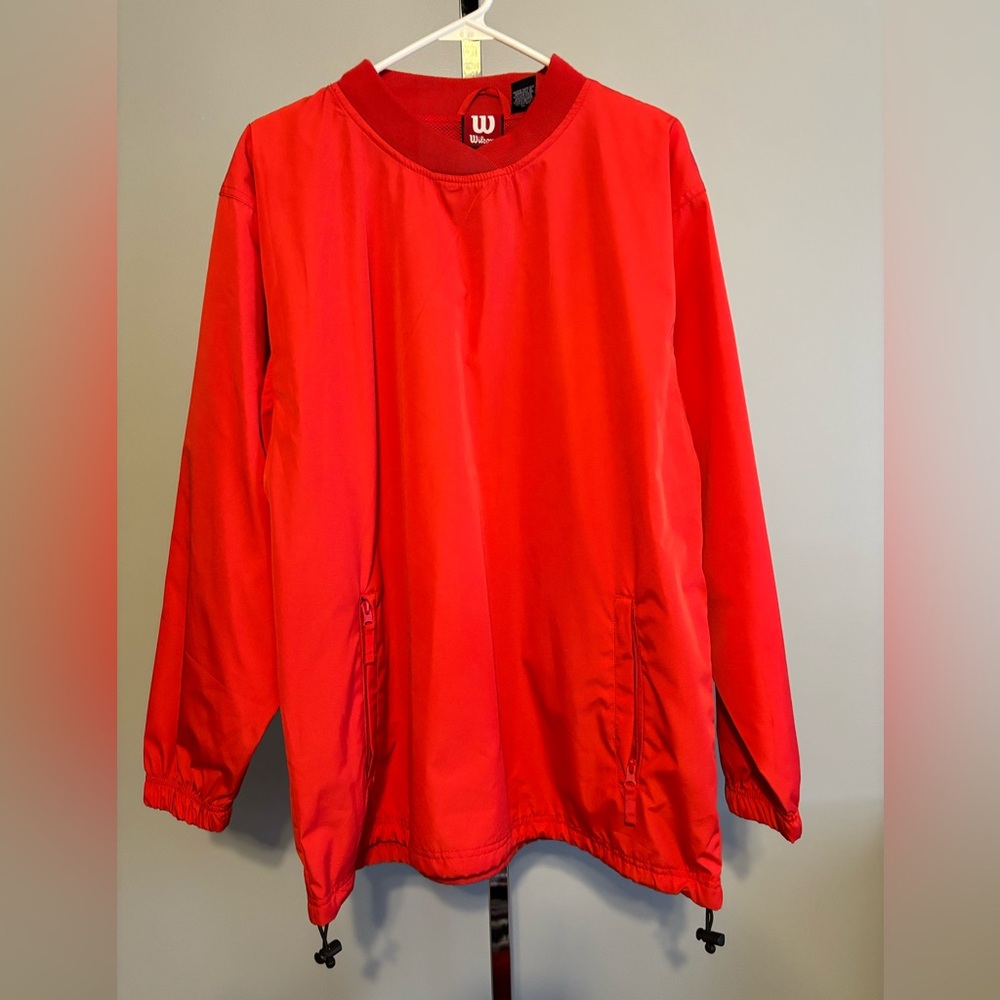 Wilson athletic windbreaker pullover Red pull waist size medium EUC